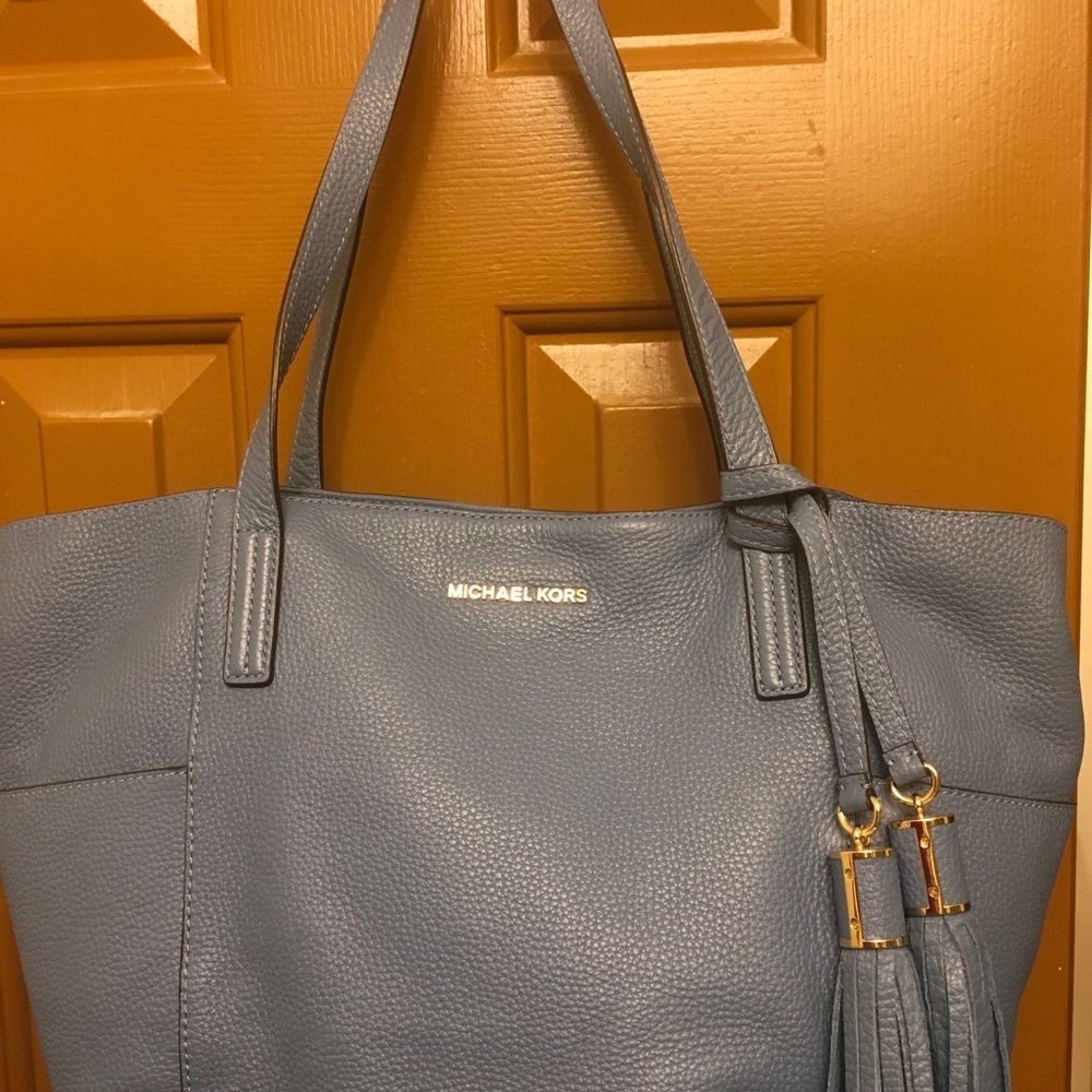 Michael Kors light blue soft pebble leather bag
